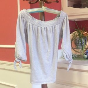 Cold shoulder navy and white striped top cotton